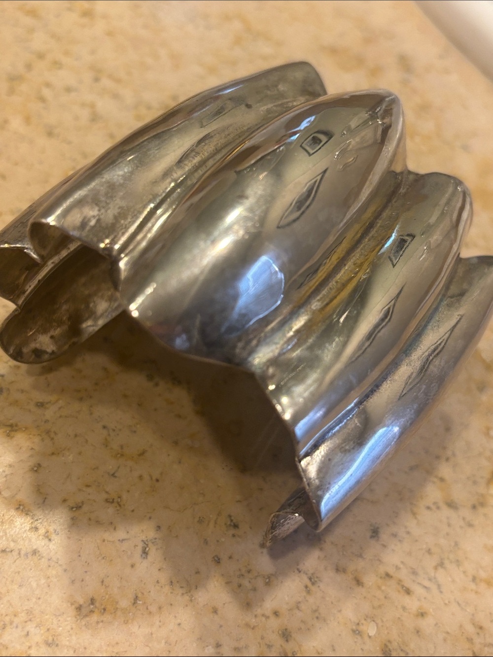 Polished Silver-Tone Chunky Vintage Cuff - Picture 4 of 4